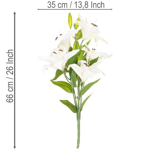 Gigli artificiali, 6 fiori bianchi, ramo fiorito realistico, 66 cm | Floristik24.it