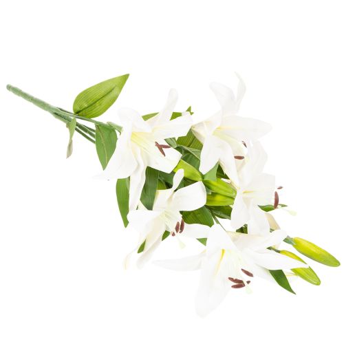 Gigli artificiali, 6 fiori bianchi, ramo fiorito realistico, 66 cm | Floristik24.it