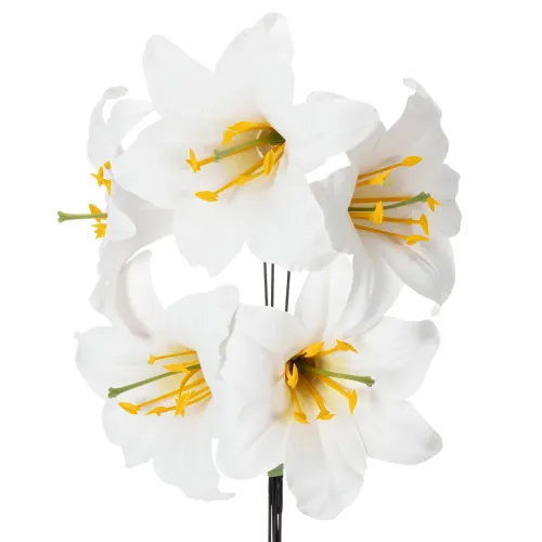 Giglio artificiale, bianco, su filo, misura media, 35 cm, 5 pezzi acquistare | Floristik24.it