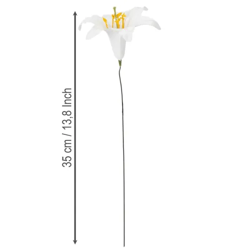 Giglio artificiale, bianco, su filo, misura media, 35 cm, 5 pezzi | Floristik24.it
