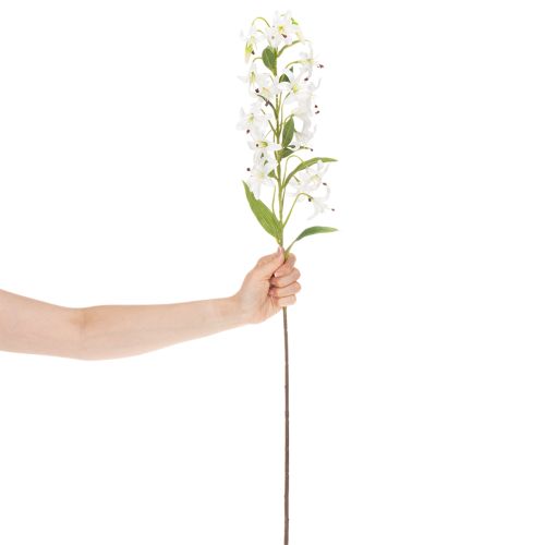 Giglio bianco artificiale con lungo ramo fiorito, decorativo, 80 cm | Floristik24.it