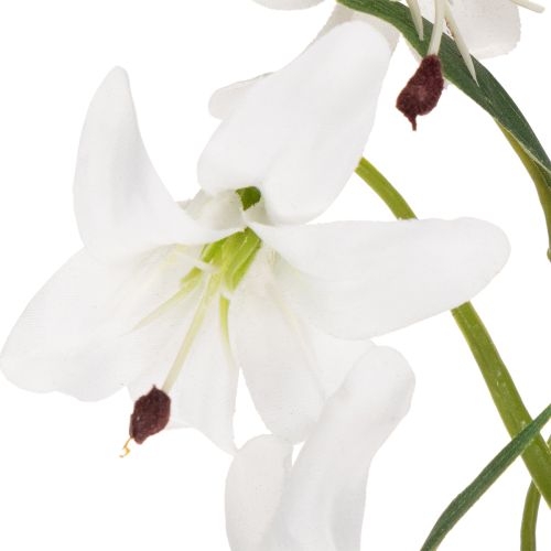 Giglio bianco artificiale con lungo ramo fiorito, decorativo, 80 cm | Floristik24.it