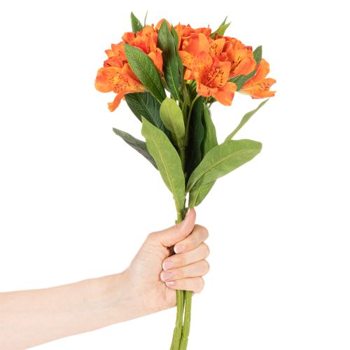 Fiori artificiali di Alstroemeria arancione, decorazione per bouquet artificiale, 75 cm, 3 pezzi | Floristik24.it