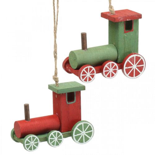 Locomotiva Decorazioni per l&#39;albero di Natale legno rosso, verde 8,5 × 4 × 7 cm 4 pezzi