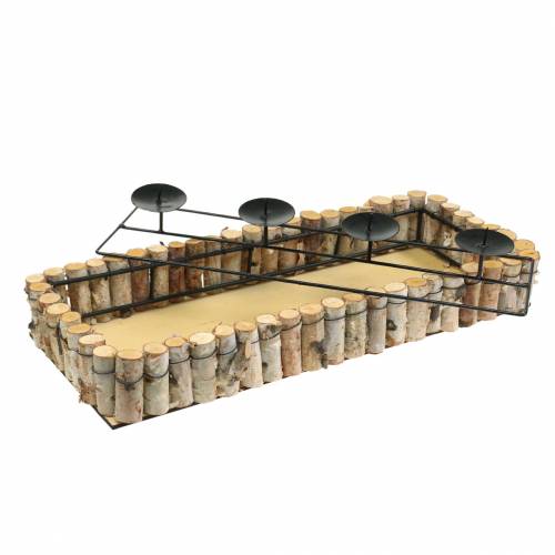 Floristik24 Portacandele dell'Avvento con bordo in betulla 44cm