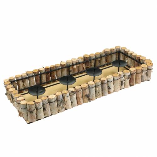 Floristik24 Portacandele dell'Avvento con bordo in betulla 44cm