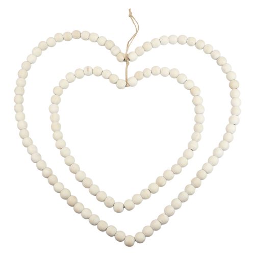 Prodotto Anello decorativo ad anello cuore realizzato con perline di legno decorazione da appendere 38×40,5 cm