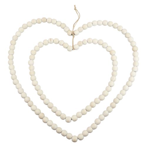 Anello decorativo ad anello cuore realizzato con perline di legno decorazione da appendere 38×40,5 cm