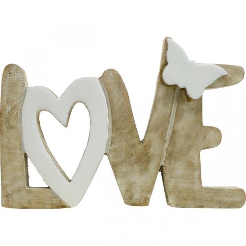 Floristik24 Decoro da tavola "Love", decoro in legno con cuore e farfalla naturale, bianco L24cm H17.5cm