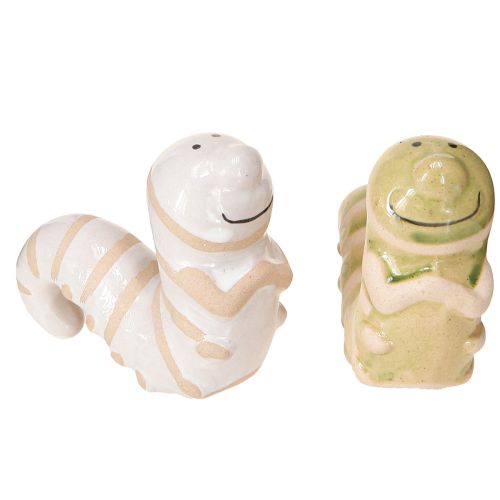 Prodotto Divertente decorazione a forma di verme in ceramica, bruco, decorazione appesa, vaso 9x6cm, 2 pezzi