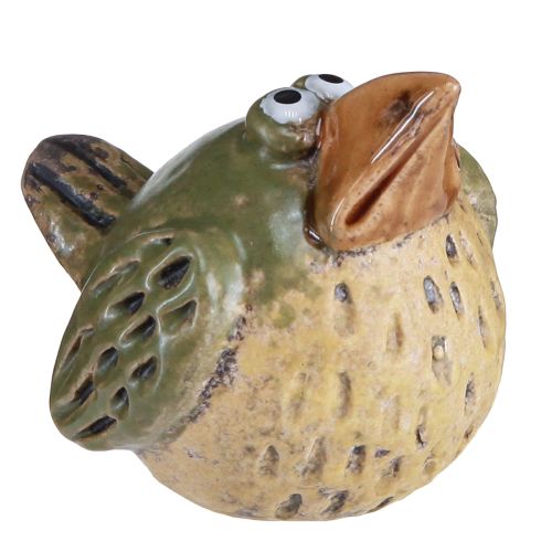 Floristik24 Uccellino divertente decorazione in ceramica verde primavera 9×7,5×6,5 cm 3 pz