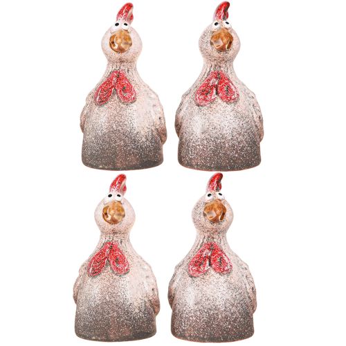 Prodotto Divertente figura decorativa decorativa in ceramica di pollo Pasqua 10,5 cm 4 pezzi