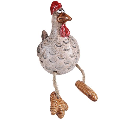 Floristik24 Divertente sgabello con bordo decorativo in ceramica pollo Pasqua 9,5 cm 3 pz
