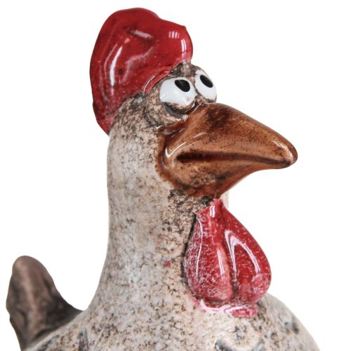 Floristik24 Divertente sgabello con bordo decorativo in ceramica pollo Pasqua 9,5 cm 3 pz