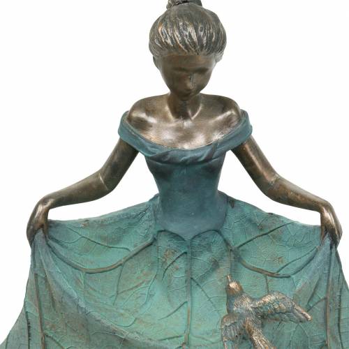 Floristik24 Figura del giardino del bagno degli uccelli ragazza in abito floreale H33,5 cm