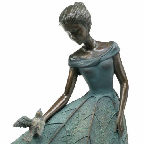 Floristik24 Figura da giardino ragazza in abito floreale bronzo/verde H52,5 cm
