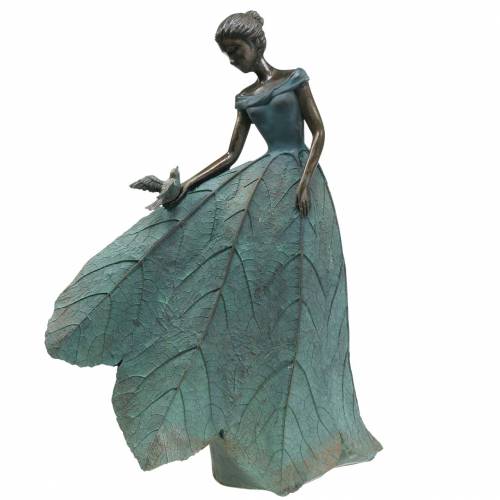 Floristik24 Figura da giardino ragazza in abito floreale bronzo/verde H52,5 cm
