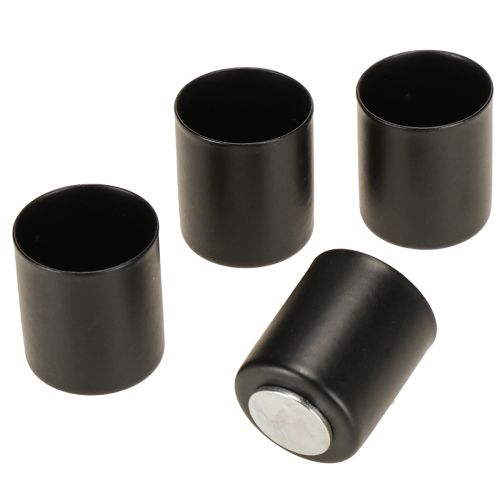 Portacandele magnetico, metallo nero, H3cm, 4 pezzi