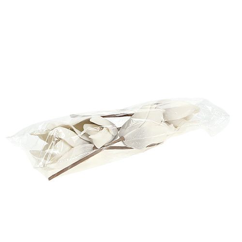 Floristik24 Fiore di magnolia in schiuma grigia, bianco Ø10cm L26cm 4 pezzi