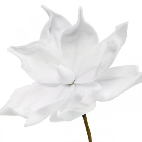 Floristik24 Magnolia artificiale fiore artificiale bianco su un bastoncino Ø10cm Schiuma 6pz