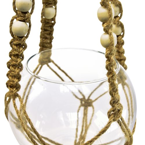 Floristik24 Macrame cesto sospeso vaso in vetro tondo decoro sospeso Ø13cm H75cm