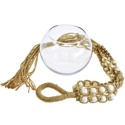 Floristik24 Macrame cesto sospeso vaso in vetro tondo decoro sospeso Ø13cm H75cm
