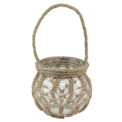 Floristik24 Vaso in vetro decorativo da appendere decorativo in vetro macramè trasparente Ø16cm H29cm