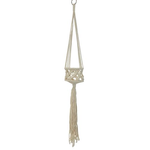 Decorazione da appendere in macramè crema in stile boho Ø12cm H79cm