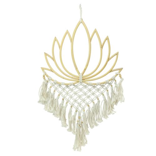 Floristik24 Decorazione murale in macramè decorazione loto bambù crema naturale 70 cm