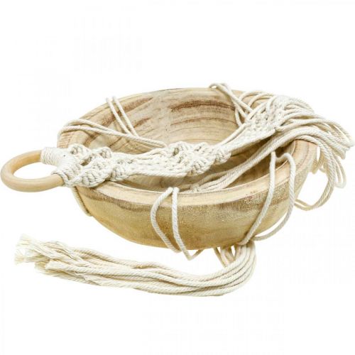 Prodotto Cesto sospeso in macramè ciotola decorativa in stile boho Ø23cm H90cm