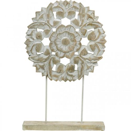 Floristik24 Mandala floreale, decorazione in legno da posizionare, decorazione estiva, decorazione da tavola shabby chic naturale, bianco H54.5cm Ø34cm