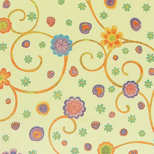 Floristik24 Polsino di carta 25 cm 100 m crema con fiori