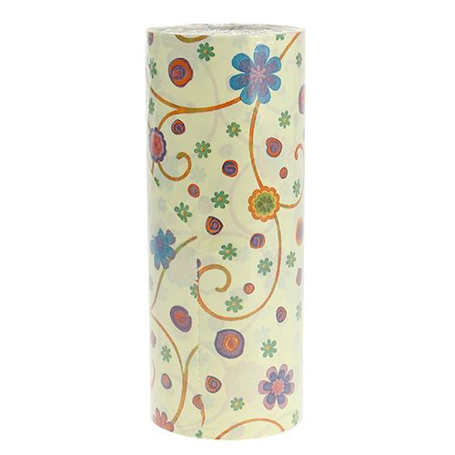 Floristik24 Polsino di carta 25 cm 100 m crema con fiori