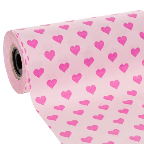 Carta per polsini con motivo a cuore, rosa, 25 cm, 100 m