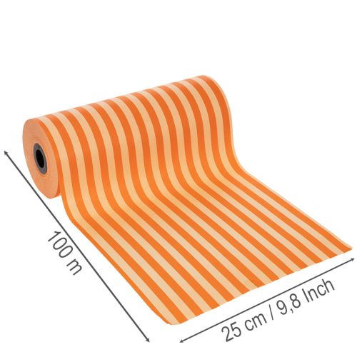 Rotolo di carta per polsini, a righe arancioni, 25 cm x 100 m | Floristik24.it