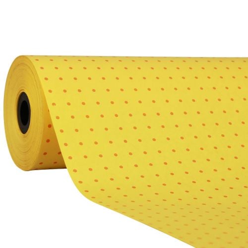 Prodotto Polsino di carta velina pois gialli 25 cm 100 m