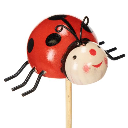 Floristik24 Paletti da giardino a forma di coccinella, decorazione per la primavera e l'estate, decorazione floreale, 31 cm, 4 pezzi