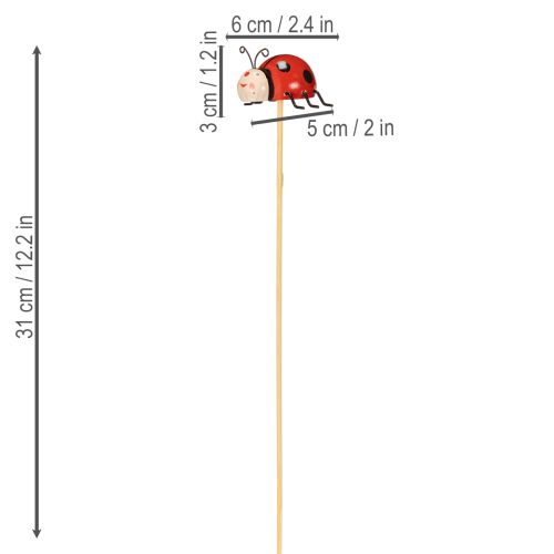 Prodotto Paletti da giardino a forma di coccinella, decorazione per la primavera e l'estate, decorazione floreale, 31 cm, 4 pezzi