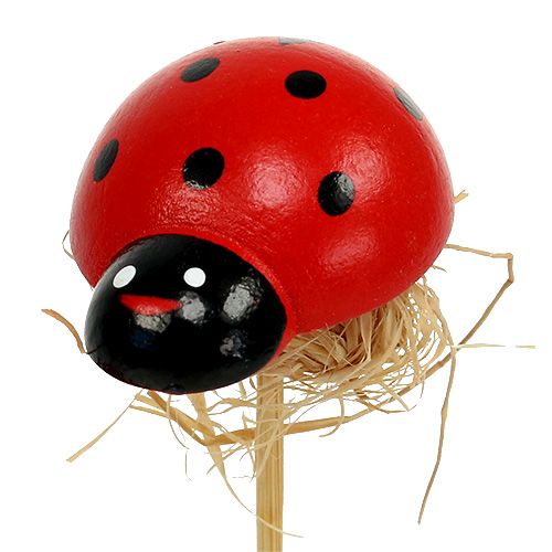 Prodotto Coccinella su bastoncino di legno con decorazione in sisal 3,5 cm 24 pezzi