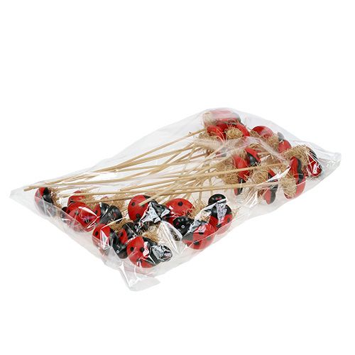 Prodotto Coccinella su bastoncino di legno con decorazione in sisal 5 cm 24 pz