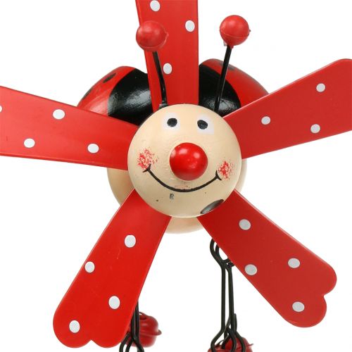 Floristik24 Campanelli eolici coccinella legno rosso 12cm