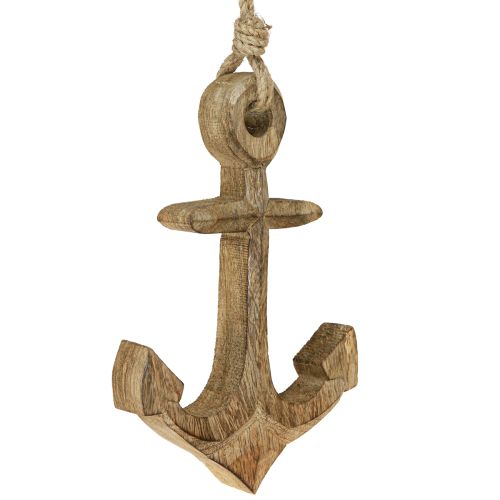 Floristik24 Decorazione marittima Ancora in legno Ancora in legno naturale da appendere 19cm