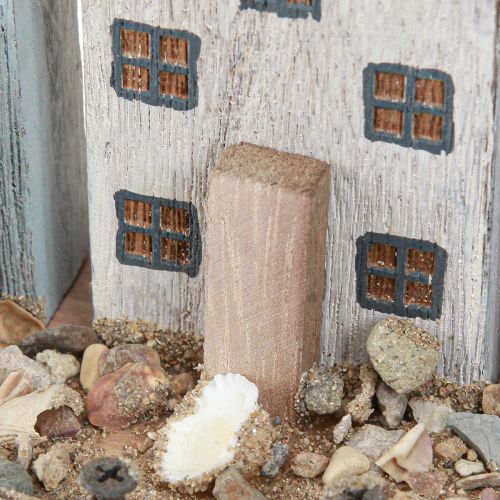 Prodotto Case decorative marittime villaggio di pescatori in legno blu bianco 26×16×10 cm