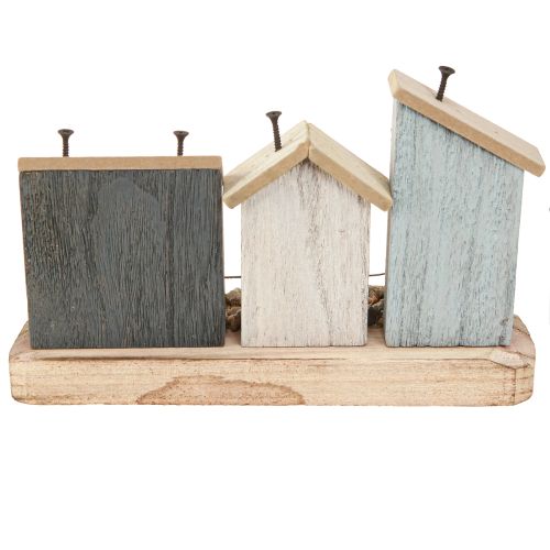 Prodotto Case decorative marittime villaggio di pescatori in legno blu bianco 26×16×10 cm