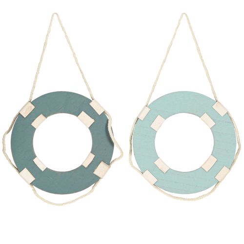 Prodotto Salvagente Decorazione in legno da appendere Blu marittimo Ø13cm 2pz