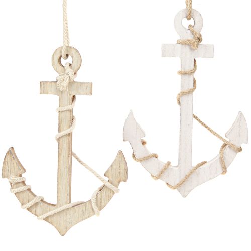Prodotto Ancora marittima in legno da appendere bianco naturale 13,5×20 cm 2 pz
