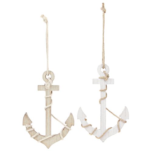Prodotto Ancora marittima in legno da appendere bianco naturale 13,5×20 cm 2 pz