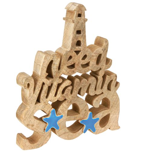 Prodotto Decorazione in legno marittimo “Ho bisogno di vitamina mare” legno di mango 27×33cm