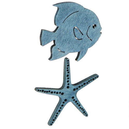 Prodotto Decorazione da tavolo in legno con stelle marine e pesci, 4 cm, 72 pezzi