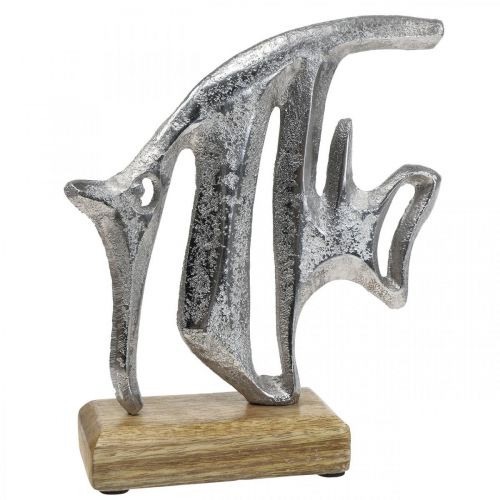 Decorazione marittima, pesce decorativo in metallo, pesce decorativo argento H18cm